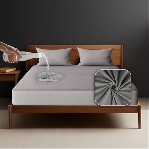 CANWAY King Size 78 x 72 in | 6.5 × 6 feet| 100% Cotton Waterproof Mattress Protector | Mattress Protector King Size | Breathable Fitted Bed Protector | Grey - Image 5