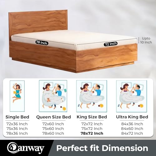 CANWAY King Size 78 x 72 in | 6.5 × 6 feet| 100% Cotton Waterproof Mattress Protector | Mattress Protector King Size | Breathable Fitted Bed Protector | Grey - Image 2