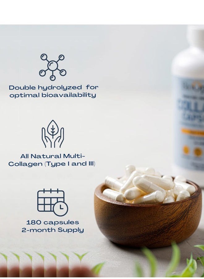 BioOptimal Collagen Peptides Capsules - Grass-Fed, Pasture-Raised Hydrolyzed Protein Supplement for Skin, Hair, & Nails - Non-GMO, Zero Sugar Daily Pills for Men & Women (180 Capsules)  - Image 4