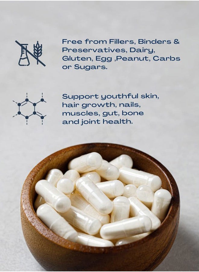 BioOptimal - Collagen Peptides Capsules - Grass-Fed, Pasture-Raised Hydrolyzed Protein Supplement for Skin, Hair, & Nails - Non-GMO, Zero Sugar Daily Pills for Men & Women (180 Capsules) - Image 1