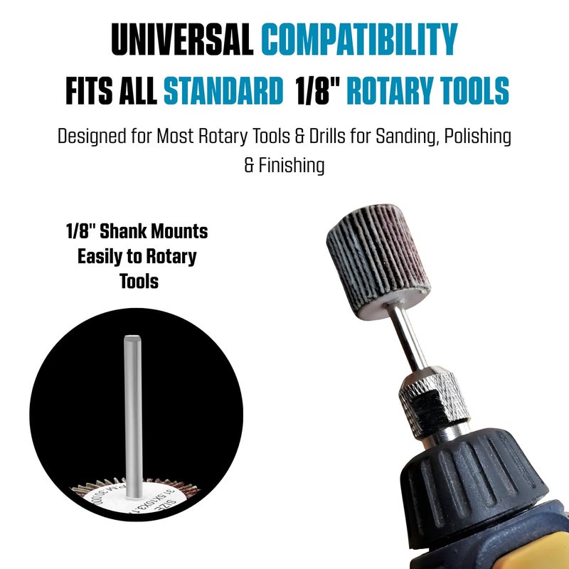 LINE10 Tools Mini Flap Sanding Wheel Rotary Tool Accessories Kit, 1/8-inch Shank, Pack of 20 - Image 2