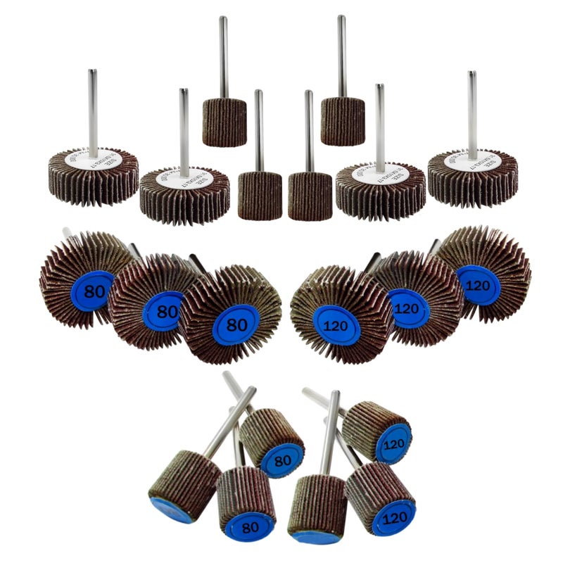 LINE10 Tools Mini Flap Sanding Wheel Rotary Tool Accessories Kit, 1/8-inch Shank, Pack of 20 - Image 1