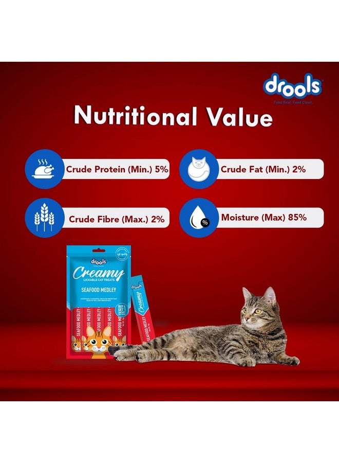 Drools Creamy Lickable Cat Treat Seafood Medely (Pack of 5 Pouches, 375g), All Life Stages - Image 3