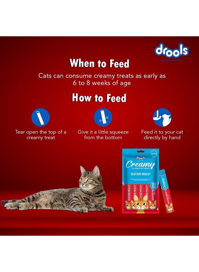 Drools Creamy Lickable Cat Treat Seafood Medely (Pack of 5 Pouches, 375g), All Life Stages - Image 5
