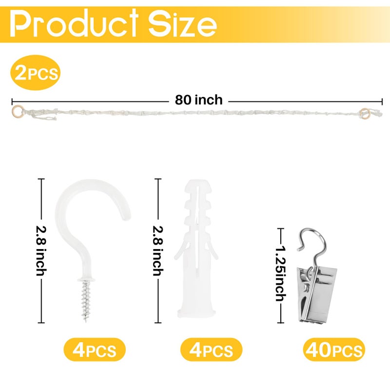 RAINFLOW 2PCS Hanging Stuffed Animals Storage Chain - Stuffed Animal Chain Organizer with 40 Metal Clips,80 Inch Display Holder Chain for Wall or Corner Decor,Hanging Hats,Socks,Holiday Cards - Image 3