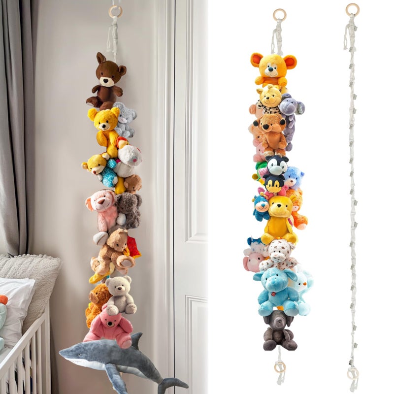 RAINFLOW 2PCS Hanging Stuffed Animals Storage Chain - Stuffed Animal Chain Organizer with 40 Metal Clips,80 Inch Display Holder Chain for Wall or Corner Decor,Hanging Hats,Socks,Holiday Cards - Image 1