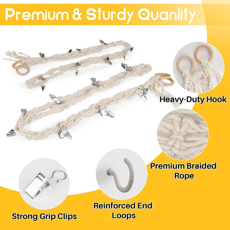RAINFLOW 2PCS Hanging Stuffed Animals Storage Chain - Stuffed Animal Chain Organizer with 40 Metal Clips,80 Inch Display Holder Chain for Wall or Corner Decor,Hanging Hats,Socks,Holiday Cards - Image 2
