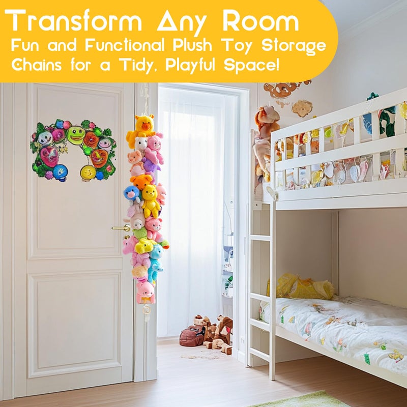 RAINFLOW 2PCS Hanging Stuffed Animals Storage Chain - Stuffed Animal Chain Organizer with 40 Metal Clips,80 Inch Display Holder Chain for Wall or Corner Decor,Hanging Hats,Socks,Holiday Cards - Image 5