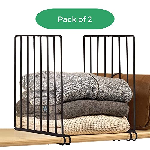 Go Hooked Wardrobe Shelf DividervCloth Organizer Wardrobe Closet Separator Metal Black Cloth Fabric Shelf Divider Wardrobe Cloth Closet Fabric Closet Set of 2 - Image 2