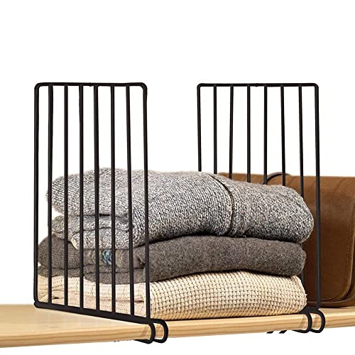 Go Hooked Wardrobe Shelf DividervCloth Organizer Wardrobe Closet Separator Metal Black Cloth Fabric Shelf Divider Wardrobe Cloth Closet Fabric Closet Set of 2 - Image 1