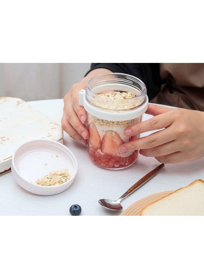 Ash & Roh Oats Container Glass Jars With Lids Breakfast Jars Overnight Oats Porridge Container Yoghurt Pots To Go With Lids Overnight Oats Jar For Overnight Oats Crunch Cup (White), 300 Ml - Image 3