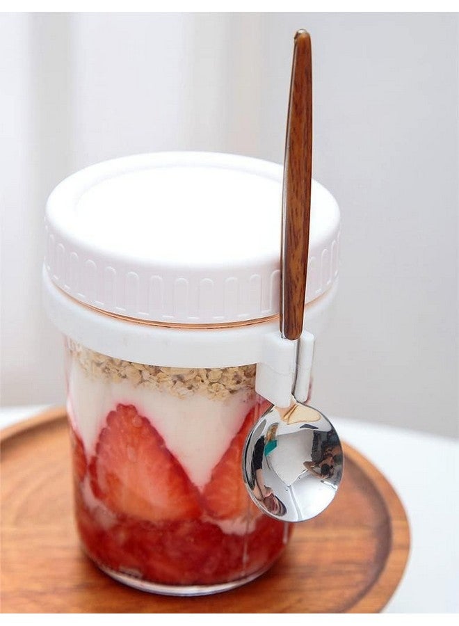 Ash & Roh Oats Container Glass Jars With Lids Breakfast Jars Overnight Oats Porridge Container Yoghurt Pots To Go With Lids Overnight Oats Jar For Overnight Oats Crunch Cup (White), 300 Ml - Image 5