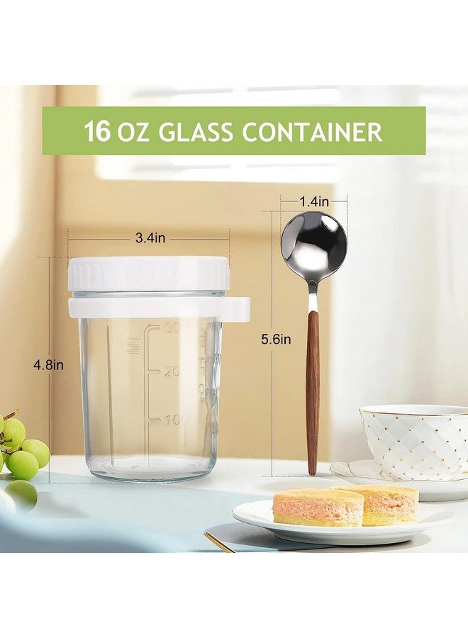Ash & Roh Oats Container Glass Jars With Lids Breakfast Jars Overnight Oats Porridge Container Yoghurt Pots To Go With Lids Overnight Oats Jar For Overnight Oats Crunch Cup (White), 300 Ml - Image 2