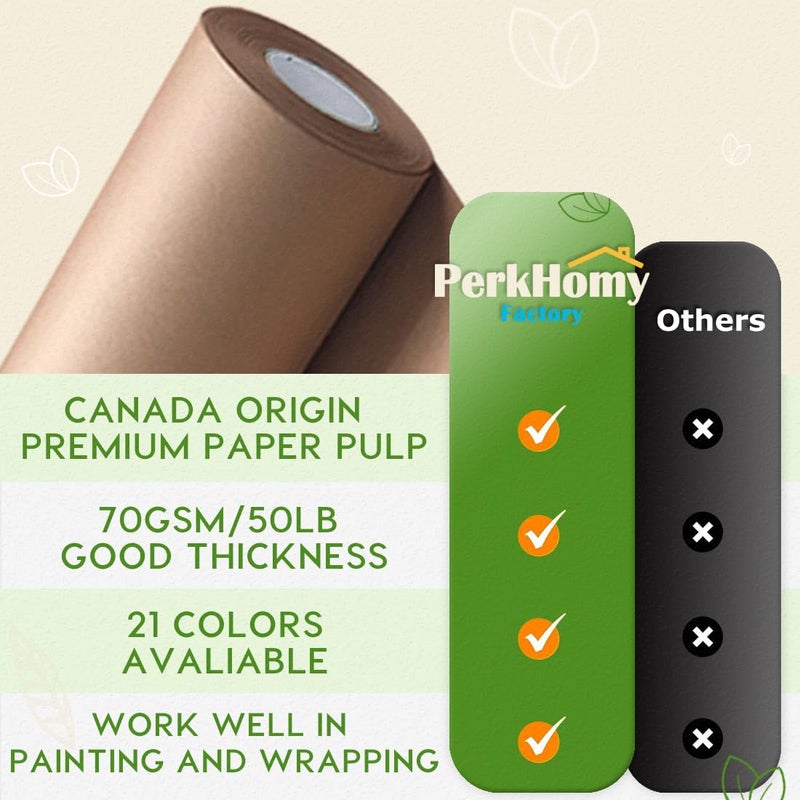 PH PERKHOMY PerkHomy Brown Kraft Paper Roll 36" x 1,800" (150') for Gift Wrapping Bouquet Flower Art Painting Craft Writing Packaging Shipping 80GSM 55LB (Brown, 36" x 150') - Image 3
