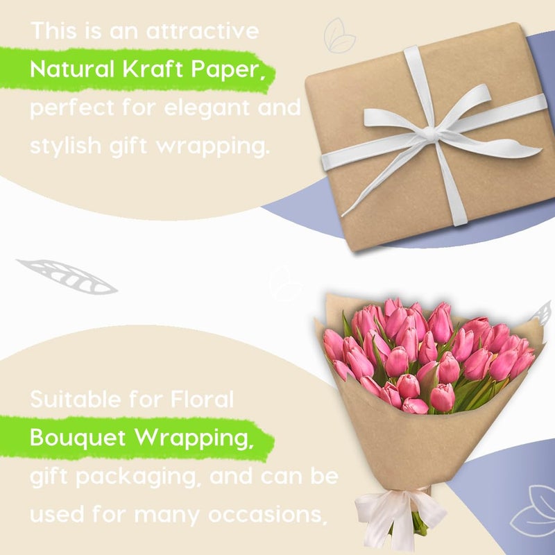 PH PERKHOMY PerkHomy Brown Kraft Paper Roll 36" x 1,800" (150') for Gift Wrapping Bouquet Flower Art Painting Craft Writing Packaging Shipping 80GSM 55LB (Brown, 36" x 150') - Image 4