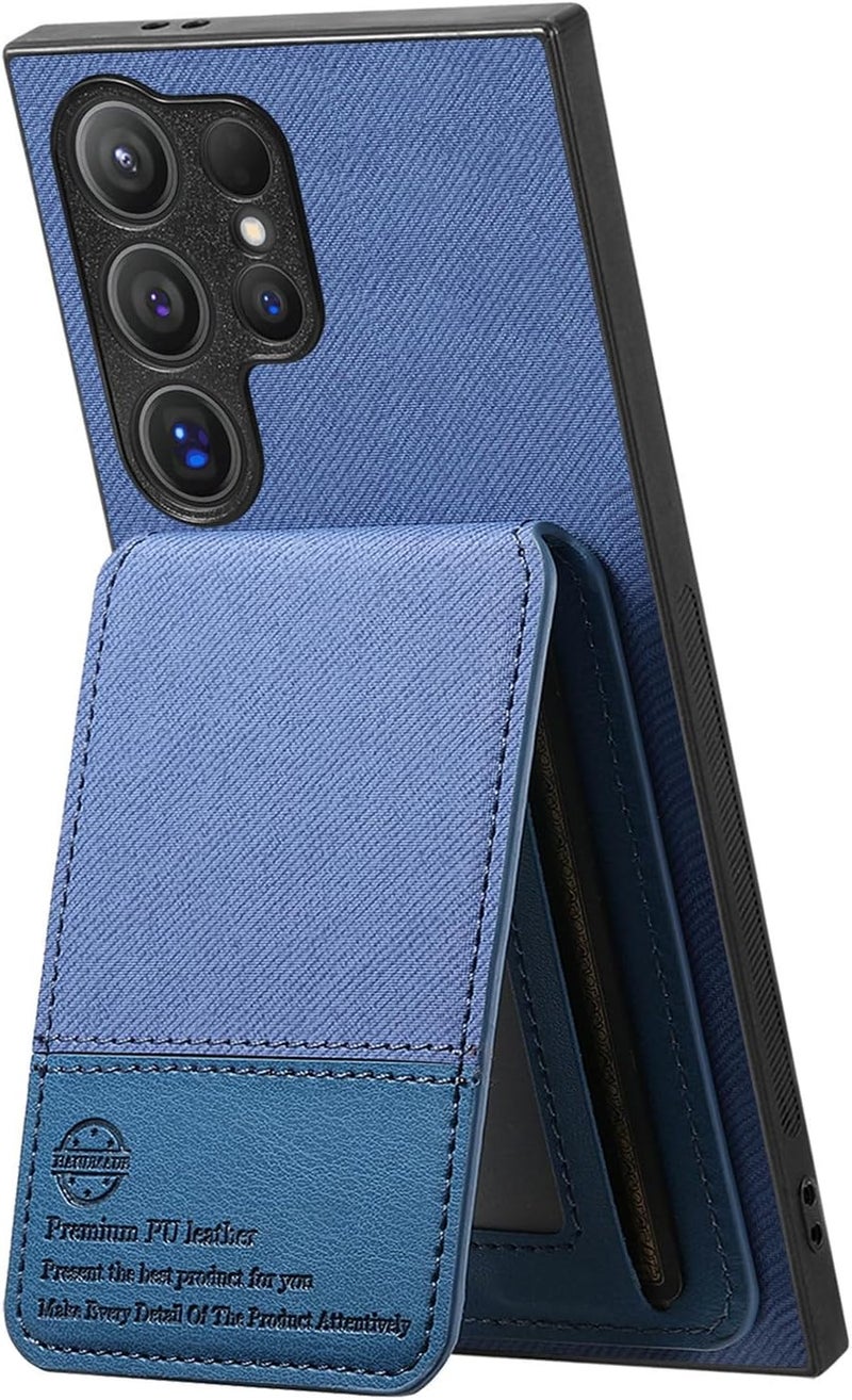 YUANSHXM-Wallet Case for Samsung Galaxy S25 Ultra/S25 Plus/S25,Heavy Duty Protection Up and Down Flip Non Slip Leather Business Case with Stand Function Cover for Women Men (S25 Plus,Blue) - Image 1