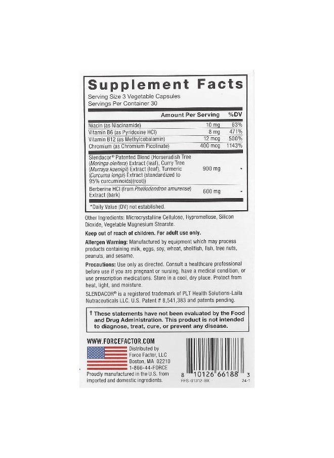 Force Factor Force Factor, Glucoslim™, Weight Loss & Blood Glucose Support, 90 Vegetable Capsules  - Image 2