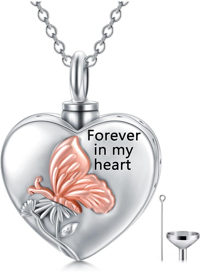 YFN YFN Heart Urn Necklaces for Ashes Sterling Silver Hummingbird Sunflower/Butterfly Daisy /Heart Elephant Urn Necklace Cremation Memory Jewelry for Women Men  - Image 1