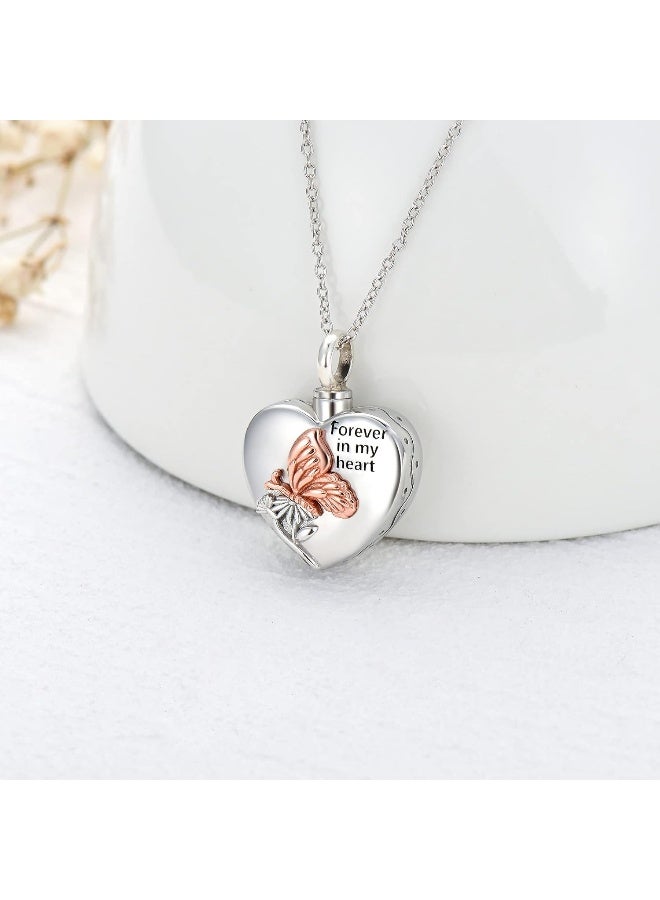 YFN YFN Heart Urn Necklaces for Ashes Sterling Silver Hummingbird Sunflower/Butterfly Daisy /Heart Elephant Urn Necklace Cremation Memory Jewelry for Women Men  - Image 2
