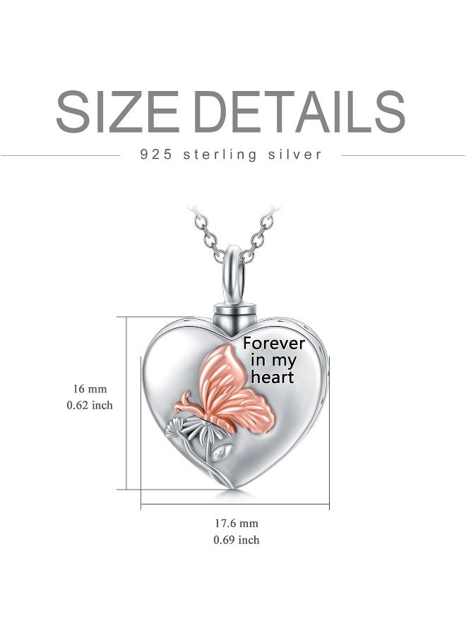 YFN YFN Heart Urn Necklaces for Ashes Sterling Silver Hummingbird Sunflower/Butterfly Daisy /Heart Elephant Urn Necklace Cremation Memory Jewelry for Women Men  - Image 5