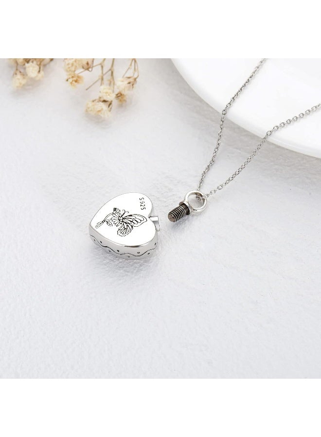 YFN YFN Heart Urn Necklaces for Ashes Sterling Silver Hummingbird Sunflower/Butterfly Daisy /Heart Elephant Urn Necklace Cremation Memory Jewelry for Women Men  - Image 4