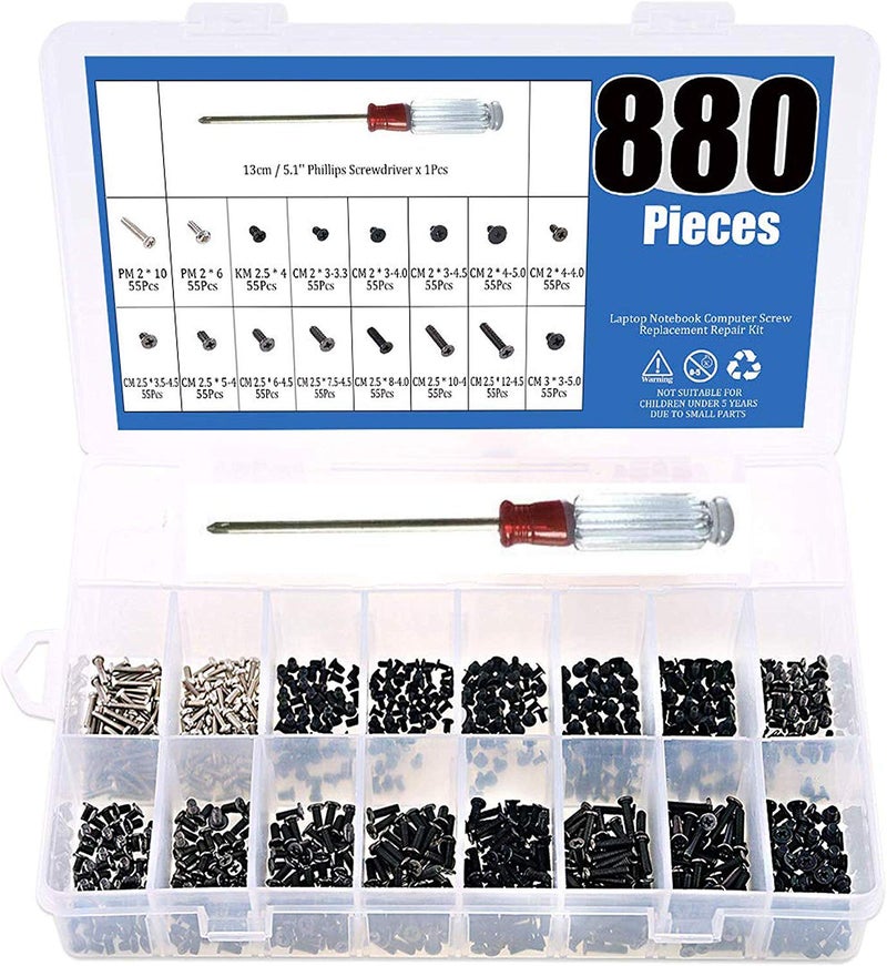 SCOUT 880 PCs Laptop/Notebook/Computer Screws Set with Phillips Screwdriver - Image 1