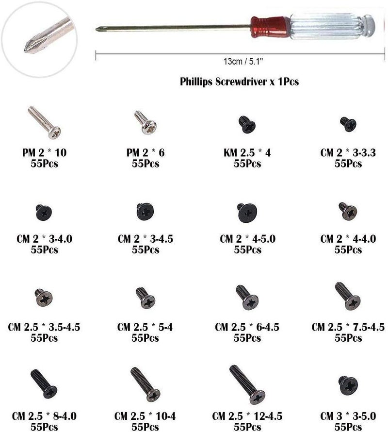 SCOUT 880 PCs Laptop/Notebook/Computer Screws Set with Phillips Screwdriver - Image 2