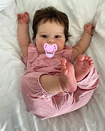 KOKOMANDY Cute 24inch Realistic Reborn Baby Dolls Toddler Girl That Look Real Soft Silicone Weighted Newborn Bebes Reborn with Brown Hair Rebirth Smile Babies Doll Cuddy Toys for Girls - Image 1