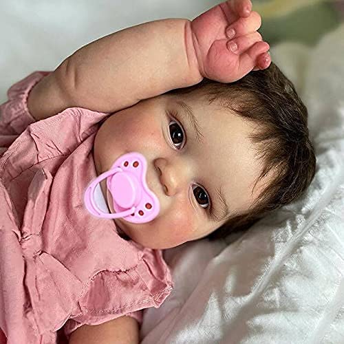 KOKOMANDY Cute 24inch Realistic Reborn Baby Dolls Toddler Girl That Look Real Soft Silicone Weighted Newborn Bebes Reborn with Brown Hair Rebirth Smile Babies Doll Cuddy Toys for Girls - Image 3