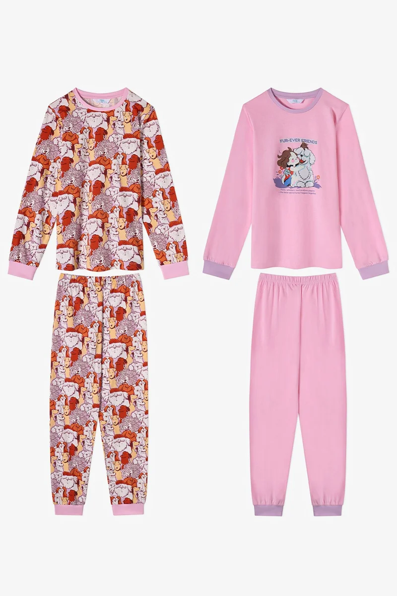 Penti PENTI Girls' Fur-Ever Friends Long Sleeve Pajama Set