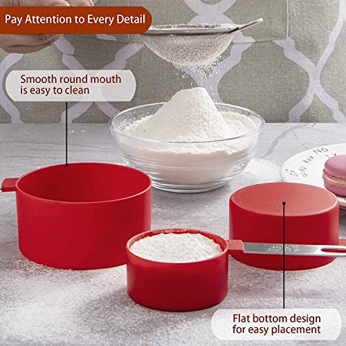 Gopendra Measuring Cups Set Measuring Spoons Set, Nesting Measure Cups with Stainless Steel Handle, for Measuring Dry and Liquid Ingredients Small Teaspoon with Plastic Head (Red spoon-4pcs) - Image 4