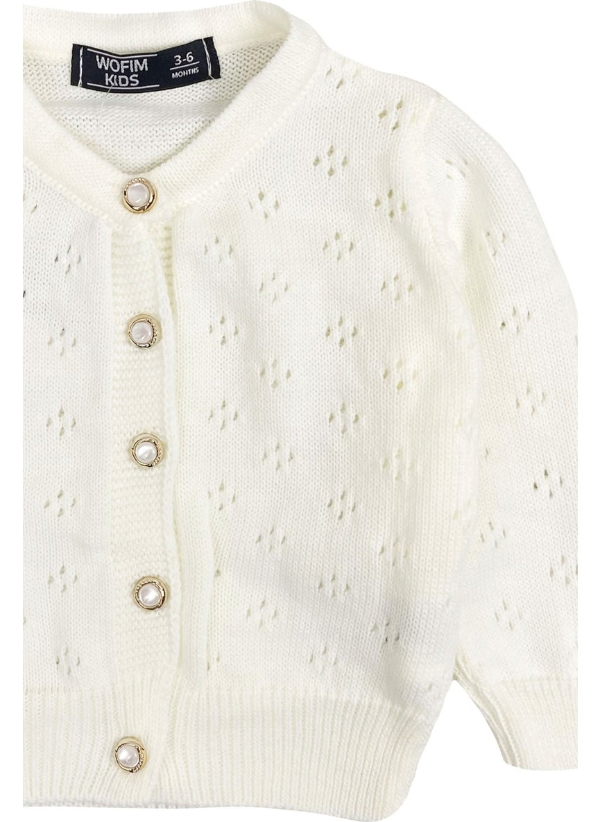 Openwork Knitted Baby Girl Cardigan Cream - pzsku/ZEA51193C693847B61E0BZ/45/_/1740639366/6a5b22db-c260-4e7a-8cdd-e0f46b6ecf1d