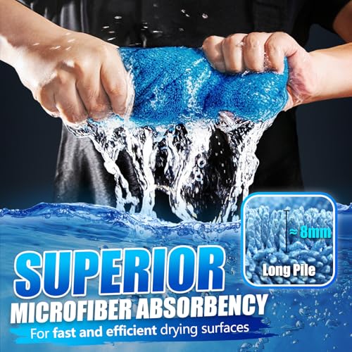 Airlab Car Drying Towel Microfiber Towels for Cars 1200 GSM Wash Auto Detailing Supplies Twist Pile Cleaning Cloth Absorbent Quick Dry Soft Loop Dry Flash Towel, 24 x 16 Inch,Pack of 1, Blue - Image 3