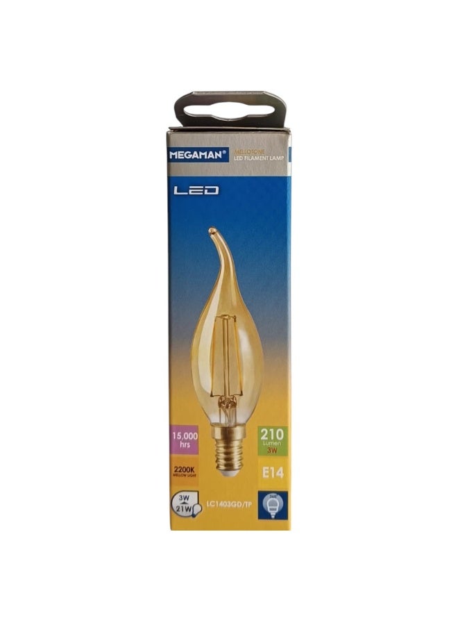 Megaman LED E14 Candle Filament TP LC1403GD 3W - Warm White(2200K) - Image 2
