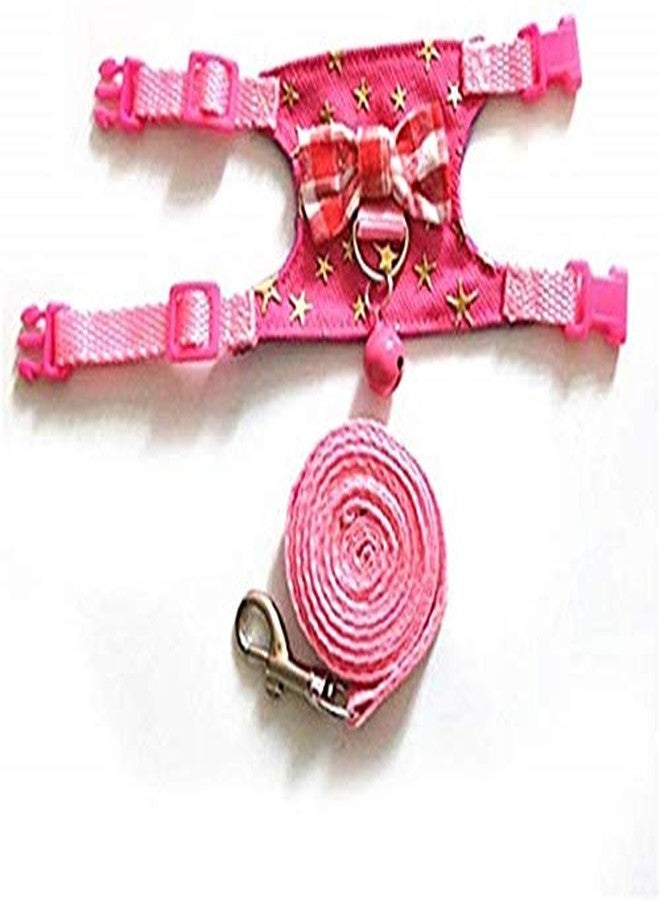 Litewoo Small Animal Collar Leash Harness with Cute Bows and Bells Comfortable Durable Adjustable Suitable for Rabbit Guinea Pig Chinchilla Ferret Kitten Hamster Squirrel (Medium,Pink Star) - Image 4