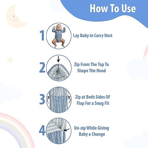 Divine Casa Baby Sleeping Bag & Carry Nest, Cotton Baby Bedding for New Born & Infant |Unisex 3 in 1 Baby Bed - 0 to 4 Months (Royal Blue) - Image 5