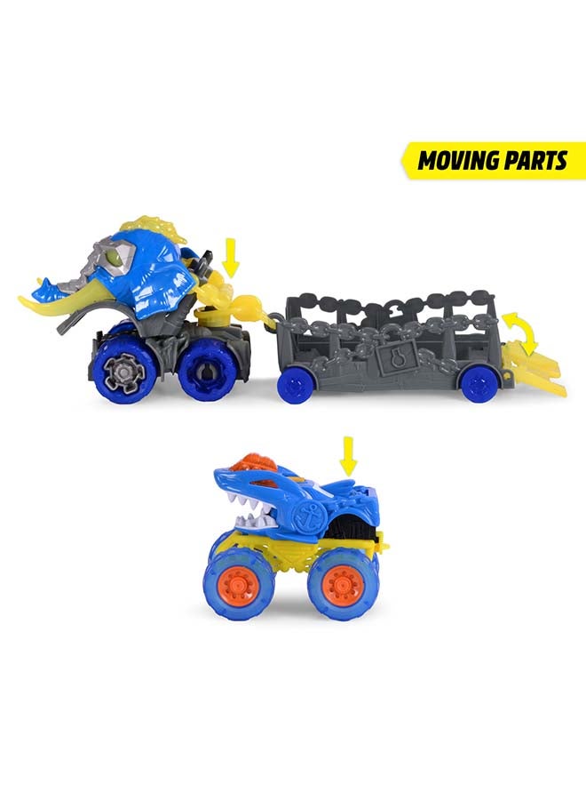 Dickie Monster Ranger Shark Truck Set 32cm with Trailer & Shark Vehicle, Freewheel, Light & Sound, Ages 3+ - Image 3