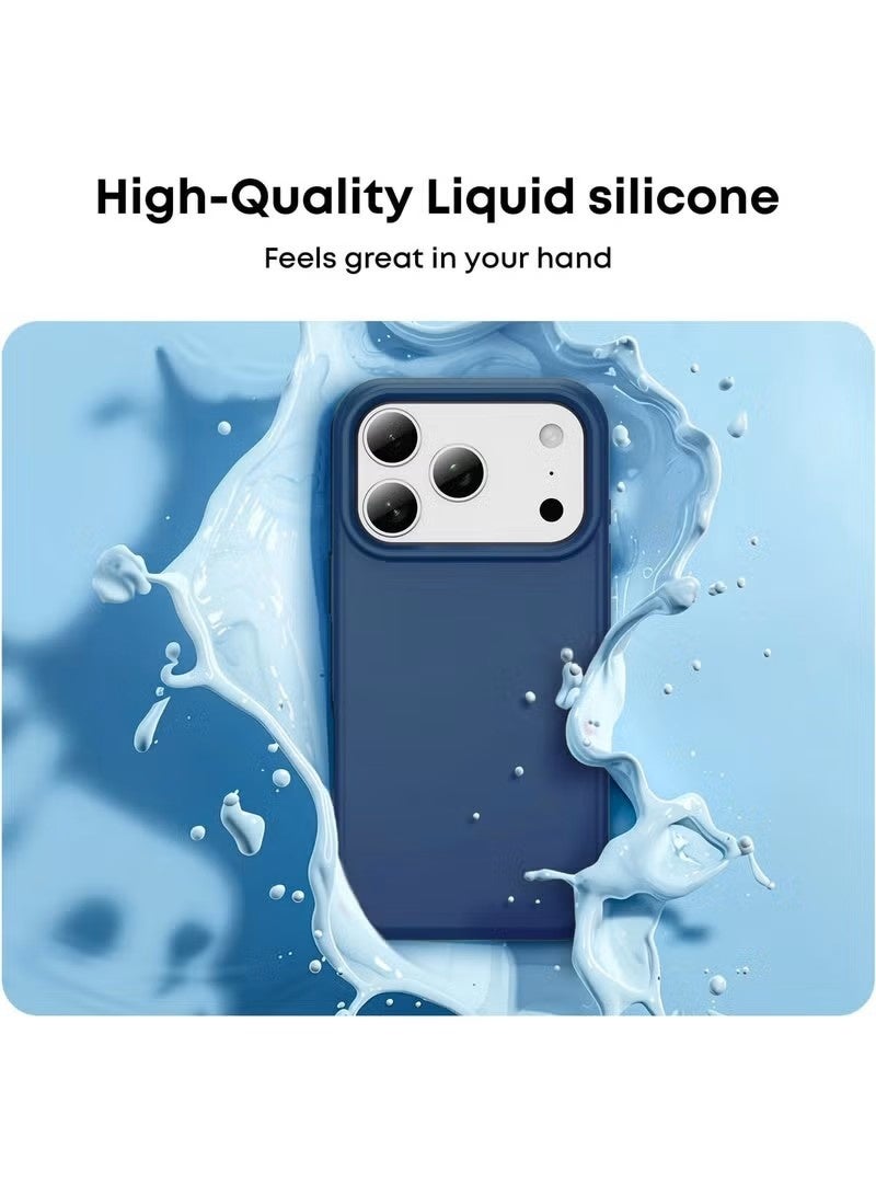 general Shockproof Liquid Silicone Protective Case for iPhone 17 Pro – Navy Blue - Image 3