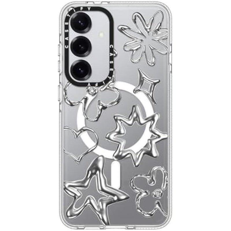 Casetify Magnetic Clear Galaxy S25+ Case 【Compatible with Magsafe】 - Chrome Doodles - Image 1