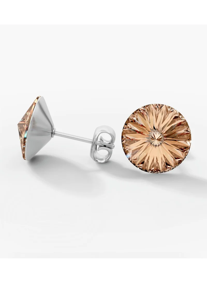 سيونا أقراط إيلا الحريرية بيج مرصعة بالكريستال - فخامة يومية راقية