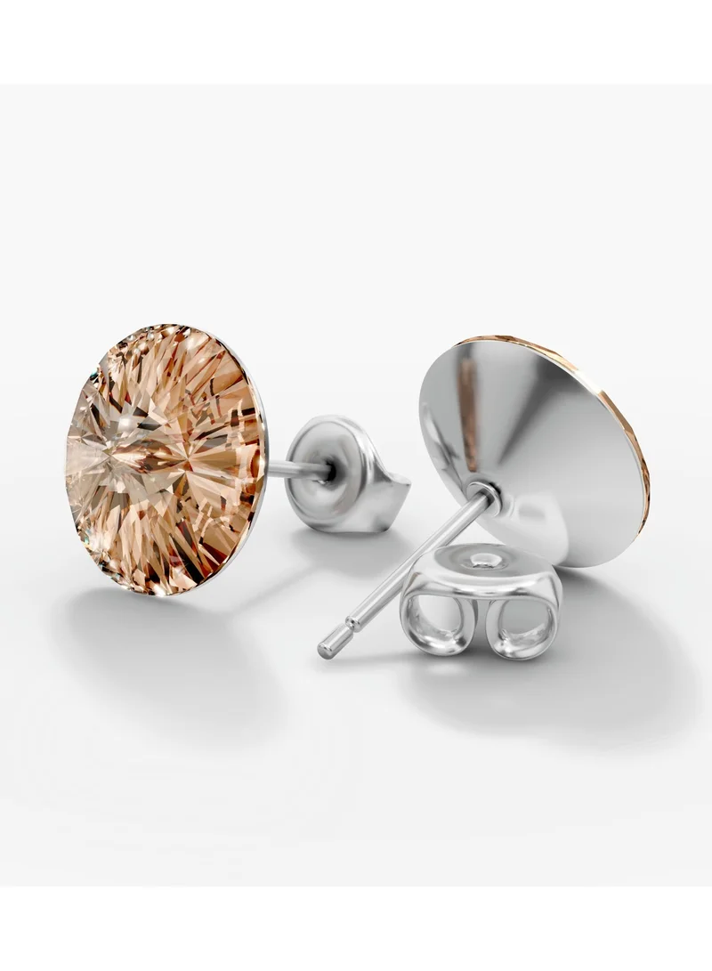 سيونا أقراط إيلا الحريرية بيج مرصعة بالكريستال - فخامة يومية راقية