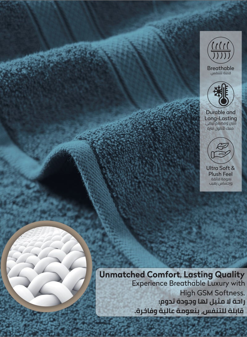 دوناتيلا طقم ملاءة حمام من القطن الممشط 100 ٪ 2 قطعة (85 * 172 سم) 600 جرام لكل متر مربع منشفة كبيرة ، ماصة للغاية ، سريعة الجفاف ، أفضل منشفة للحمام والسبا والفندق ، أزرق داكن - Image 5