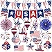 Labrostar 4th of July Decorations Patriotic Decorations USA Banner Paper Fans Pennant Hanging Swirl Fourth of July Independence Veterans Labor Presidents Flag Memorial Day Red White and Blue Decorations - Image 3