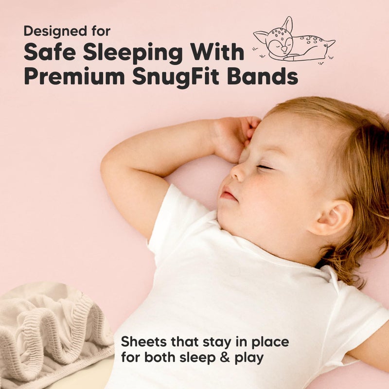 KeaBabies Pack and Play Sheets Fitted - 2-Pack Mini Crib Sheets for Pack N Play Mattress 38x26, Soft & Cozy, Neutral Toddler Playard Bedding, Snug Fitted Mini Baby Crib Mattress Cover Boy, Girl (Cameo) - Image 5