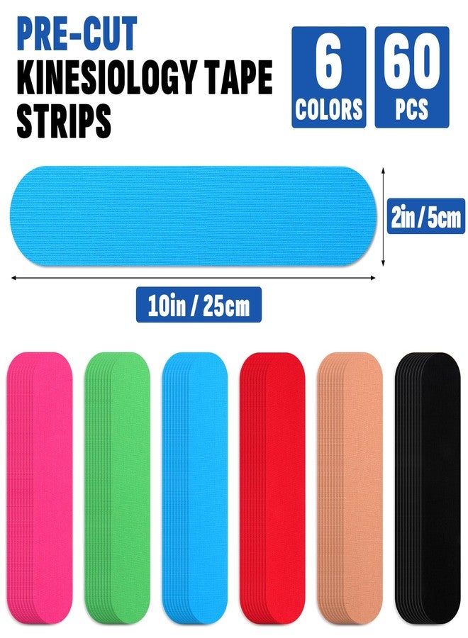 NUITPY Kinesiology Tapes Pre-Cut 6 Colors 2" x 10" Cotton Tape for Workout and Daily Use (60 Pack) - Image 2