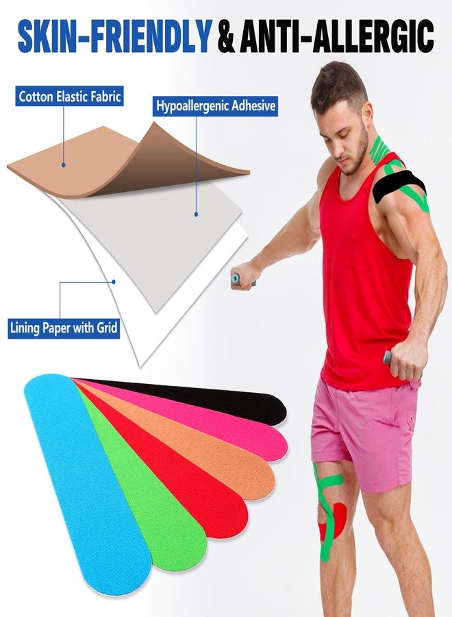 NUITPY Kinesiology Tapes Pre-Cut 6 Colors 2" x 10" Cotton Tape for Workout and Daily Use (60 Pack) - Image 3