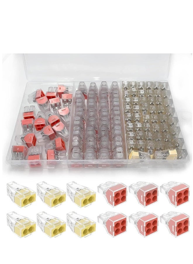 Generic - Push in Wire Connectors Quick Connect Electrical 2-Port 50 Pcs + 4-Port 50 Pcs Pushin Small Wire Nuts Assortment Wiring Connecters - Image 1