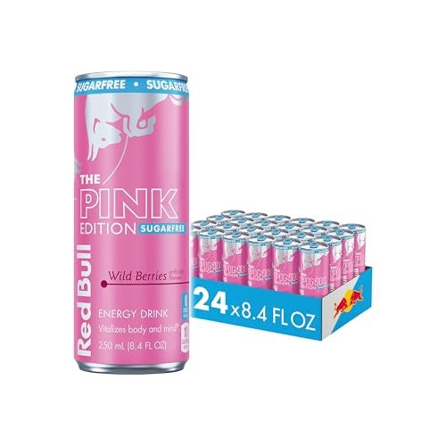 Red Bull Pink Edition Sugar-Free Energy Drink, Wild Berries, with 80mg Caffeine plus Taurine & B Vitamins, 8.4 Fl Oz, Pack of 24 Cans - Image 1