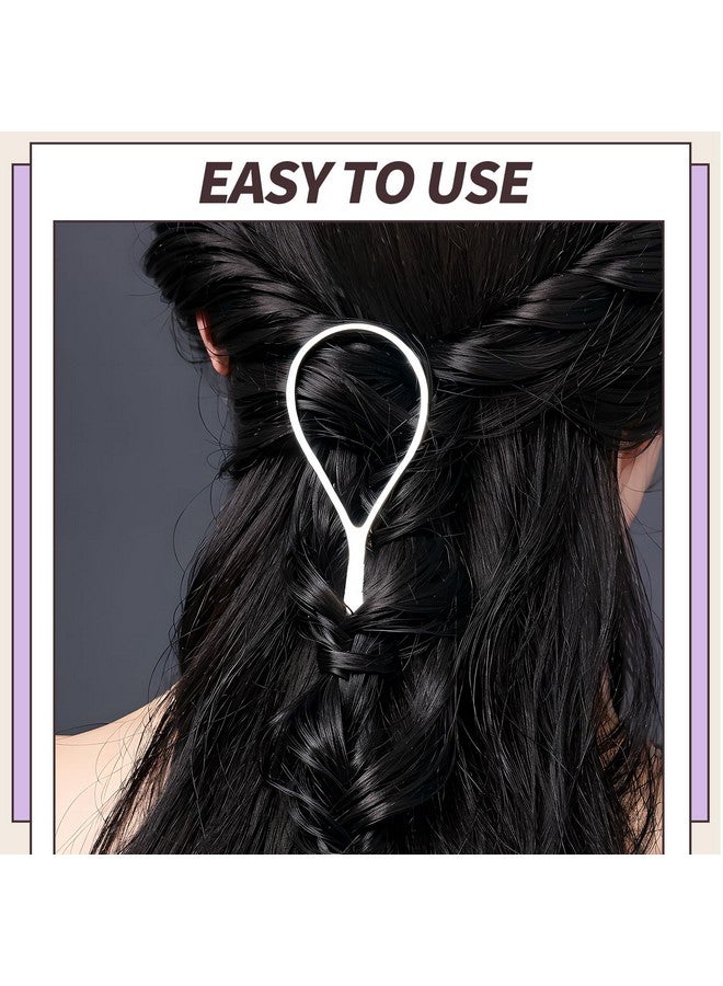 Teenitor Teenitor 4pcs Pony Tail Hair Tools, 2 Pairs Hair Loop Styling Tool Ponytail Hair Pull Through Tool French Braiding Hair Tool, Hair Loop Styling Tool Hair Accessories for Women Girls Light Purple/White - Image 5