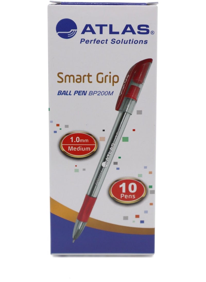 ATLAS 10-Piece Smart Grip Ball Pen Medium Tip Red Ink  - Image 3